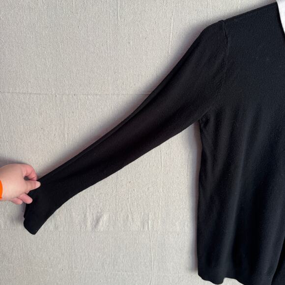 Vilci Milano Sweater Top Size S Black Pearl Button White Gem Bling Detail Shirt - Picture 4 of 11